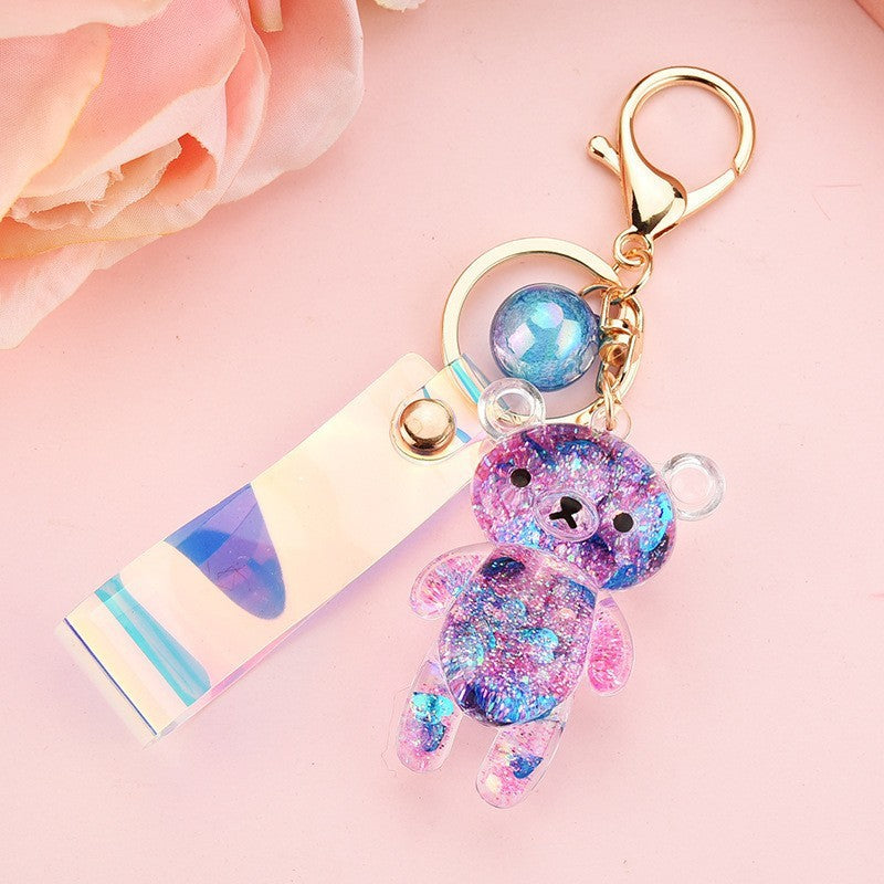 Acrylic Oil-filled Bear Keychain