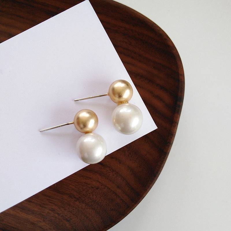 Female Silver Pearl Stud Earrings