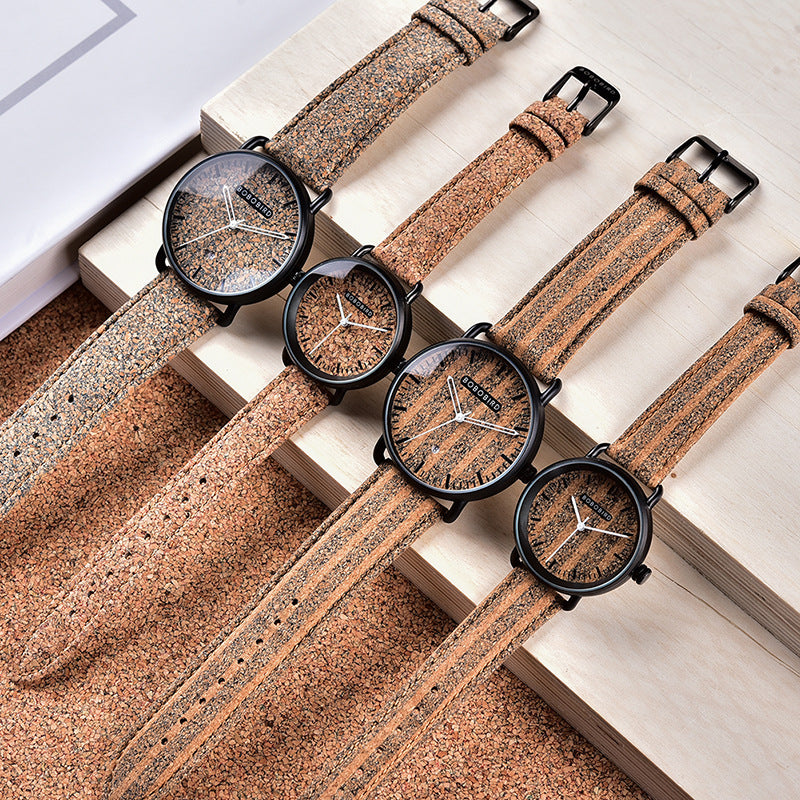 Cork Grain Couple Watch Fashion Casual Wood Grain Watch