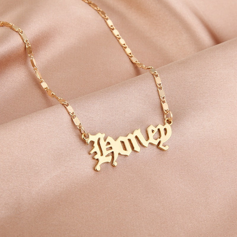 Gold Letter Angel Necklace