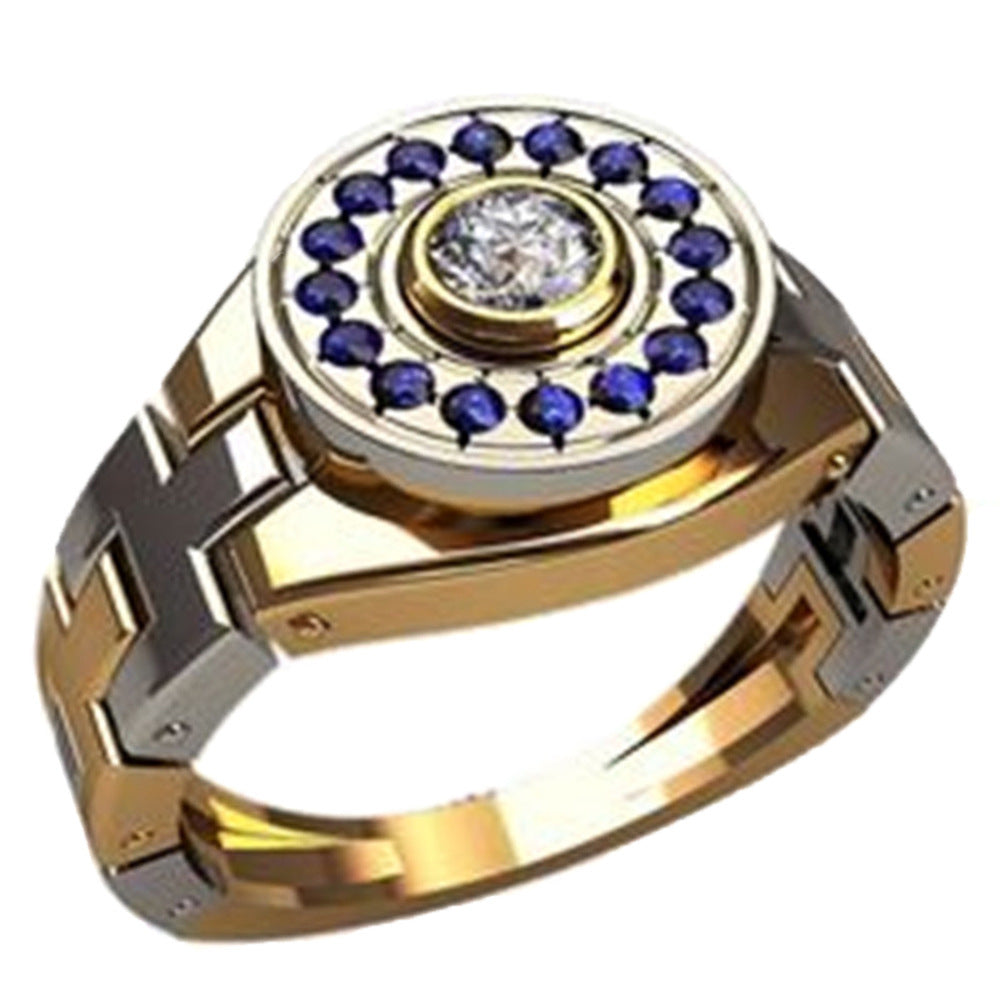 Men's Ring With Zirconium Diamond Strap