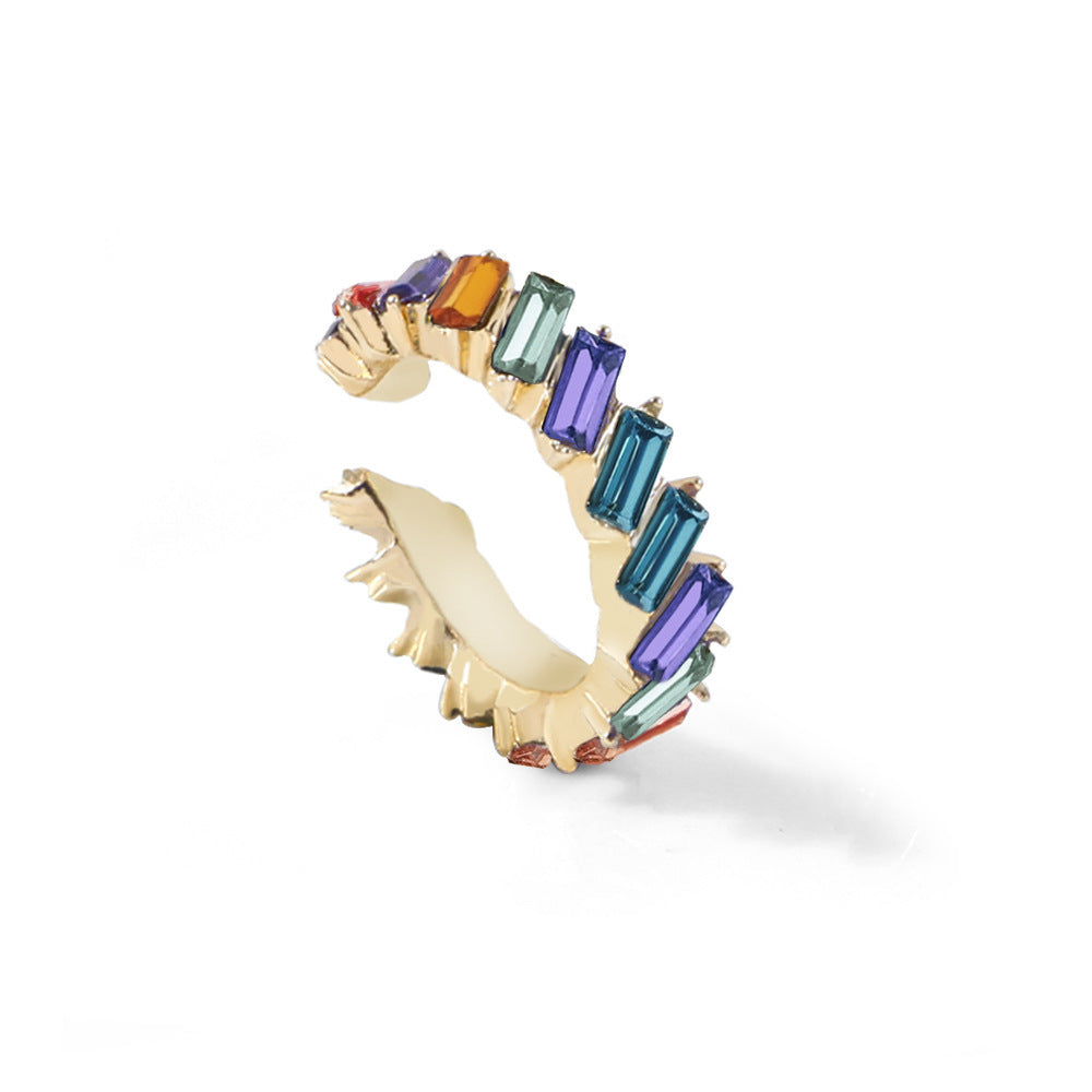 Multicolor C-Shape Gold Plated Earrings