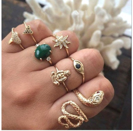 Gold Boho & Vintage Stackable Ring Set