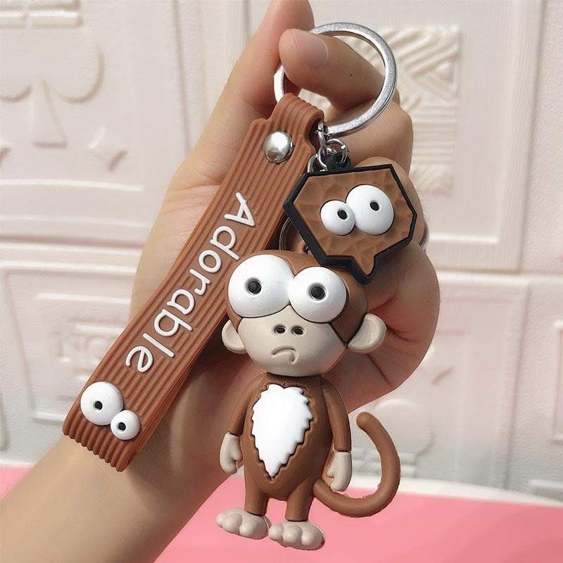 Funny Ugly Cute Eye-Eyed Elephant Keychain Cute Cartoon Epoxy Eye-Eyed Cow Car Key Chain Ring Bag Pendant