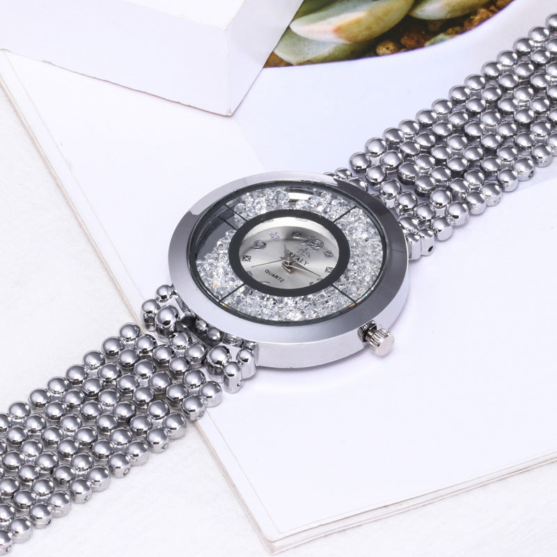 Amazon hot fashion rhinestones sandpaper ladies alloy watch Europe and the United States popular bracelet bracelet fashion watch