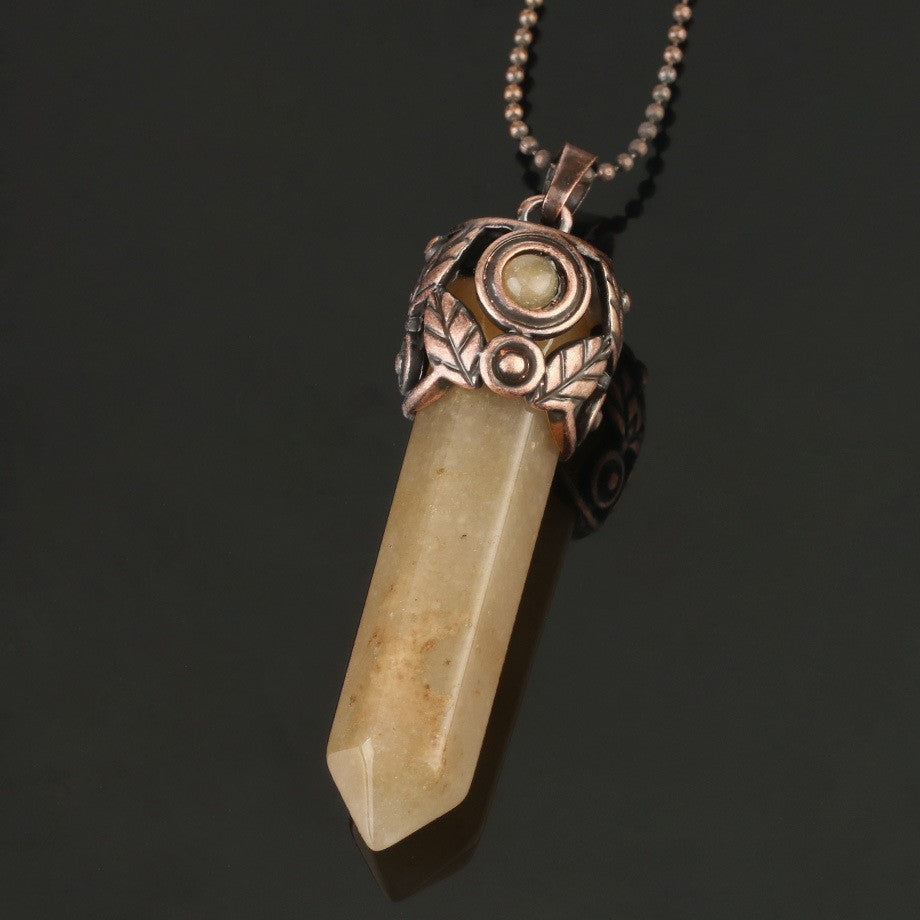 Natural Crystal Hexagon Post Pendant