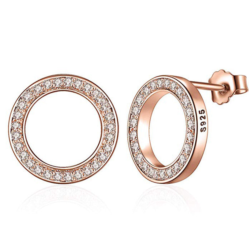 Sterling Silver Studded round round Earrings