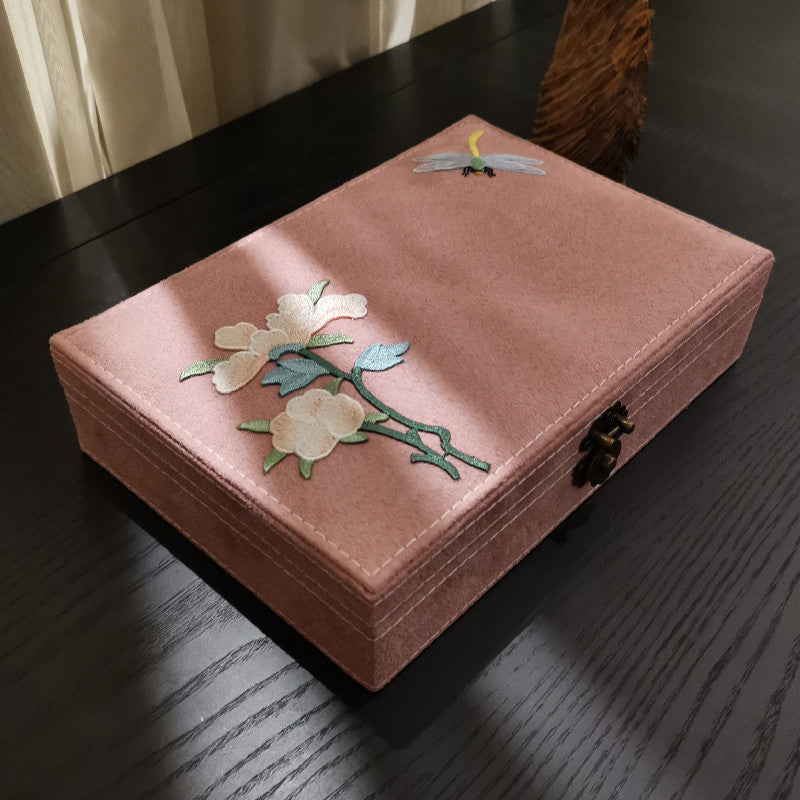 Jewelry box flannel jewelry box antique flower god storage box