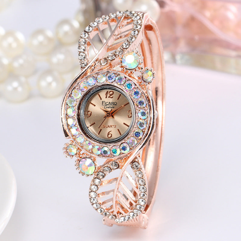 Four-leaf clover diamond bracelet watch