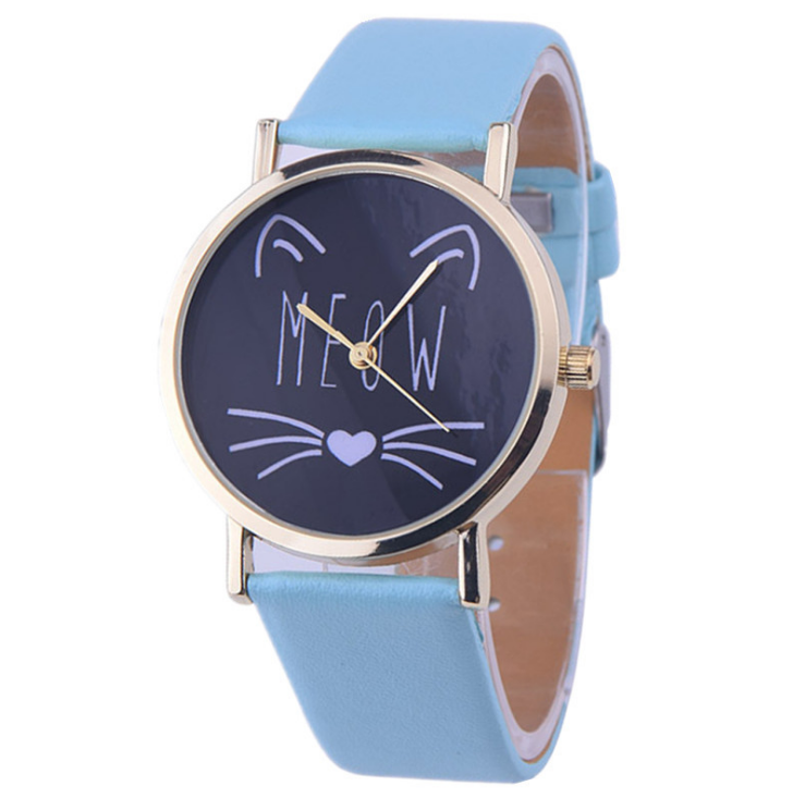 Watch watches women fashion watch  Luxury Cute Cat Pattern PU Leather Band Analog Quartz Vogue Wristwatch