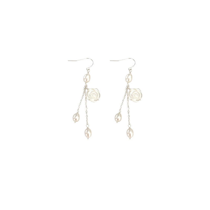 Fashionable Freshwater Pearl Camellia Earrings