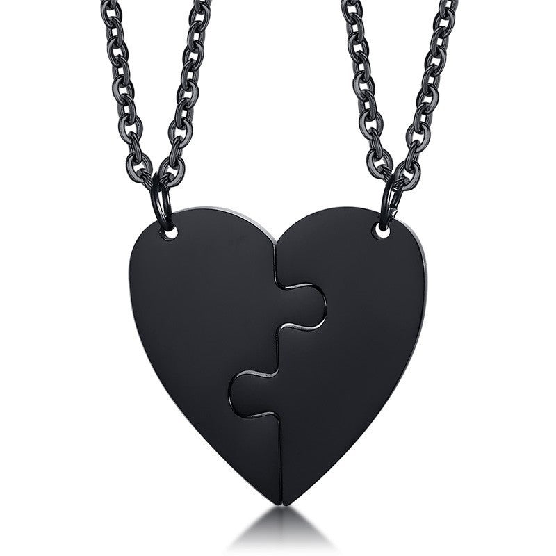 Titanium Steel Heart-Shaped Friendship Pendant Two-Piece Jewelry