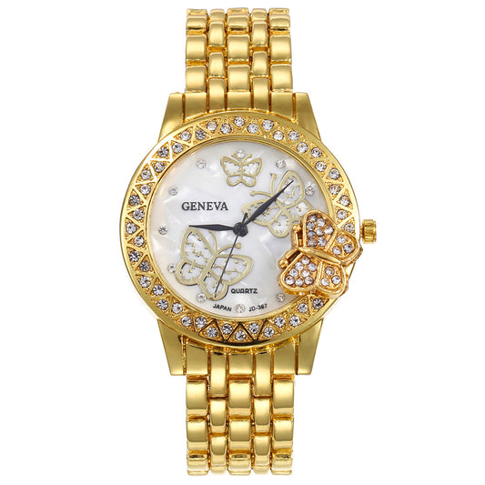 Diamond Butterfly Alloy Watch