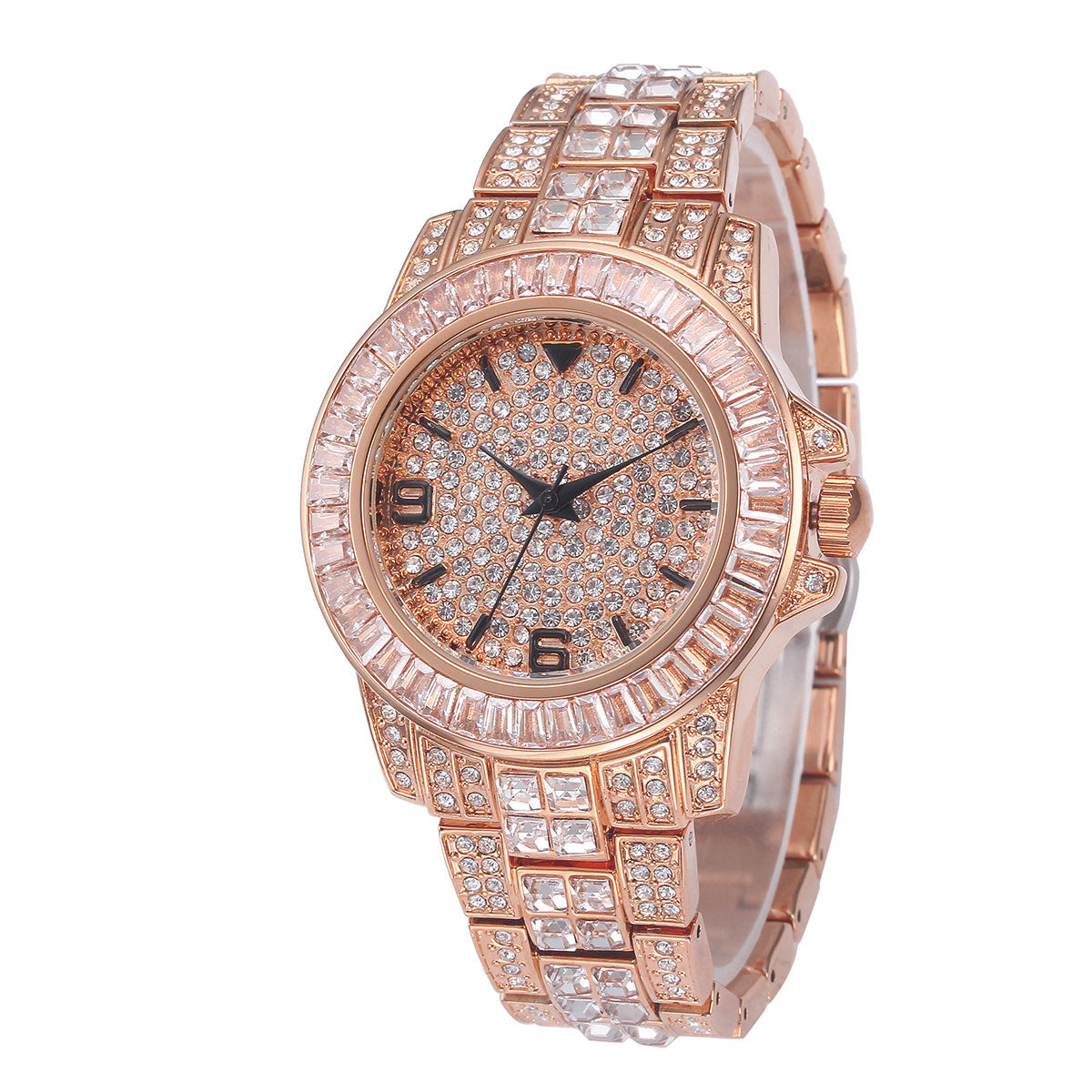 Stainless steel waterproof full diamond watch