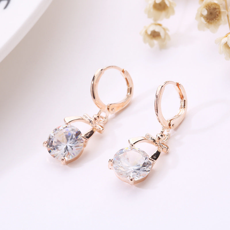 2021, Europe and America new jewelry, crystal earrings, jewelry set, Korean version of the bride necklace, gold-plated butterfly pendant