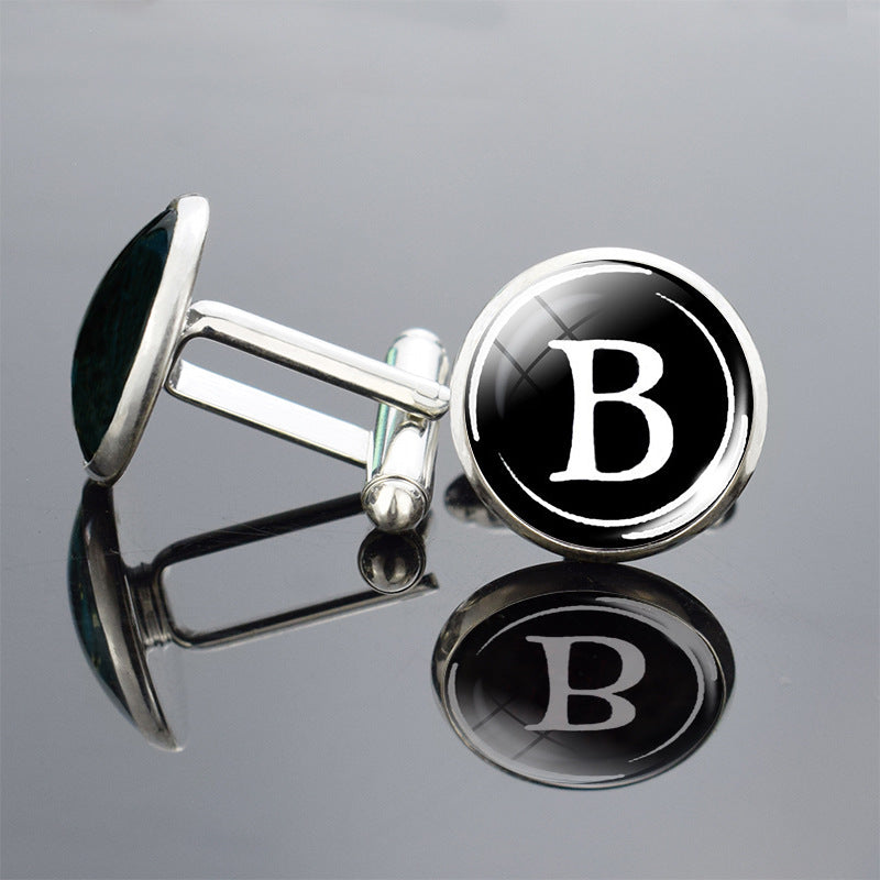 Twenty-six English alphabet cufflinks metal