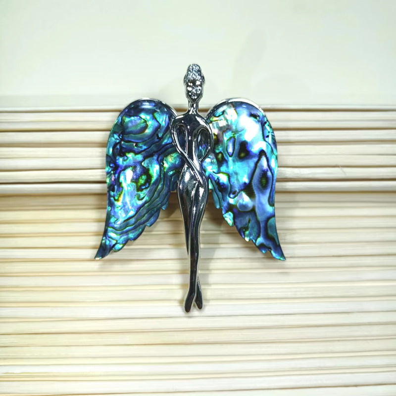 Natural Cotton Shell Angel Brooch Pendant
