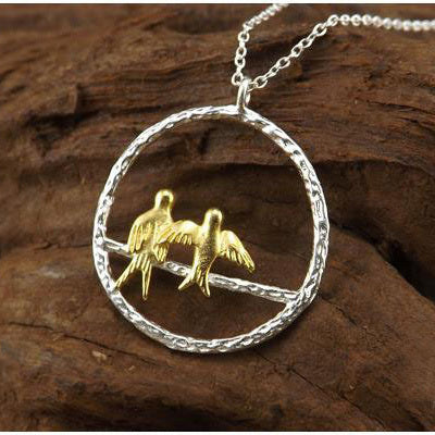 Elegant Sterling Silver Bird Pendant Necklace