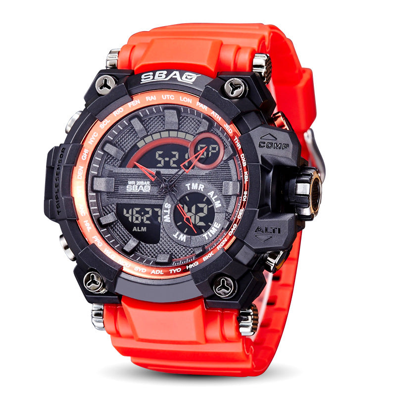 Dual display electronic waterproof outdoor LED watch