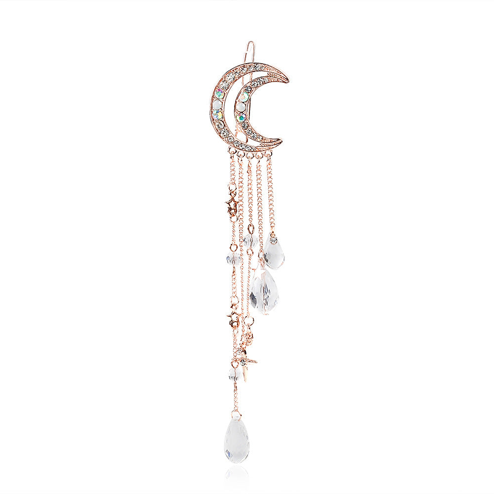 Moon Tassel Pentagram Pendant Hair Clip