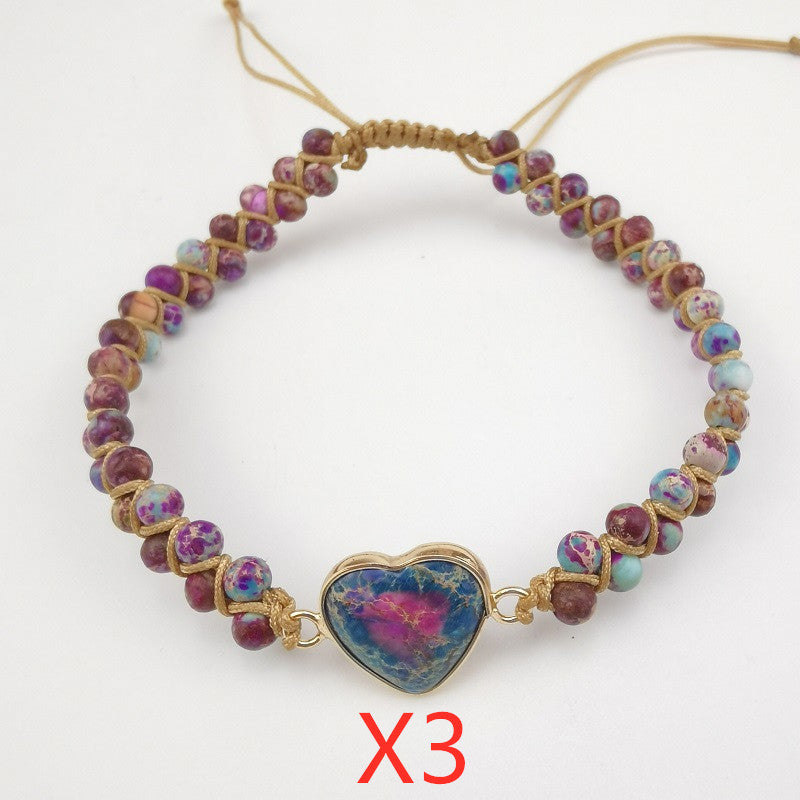 Red Emperor Stone Bracelet Peach Heart Love Bracelet Braided Bracelet