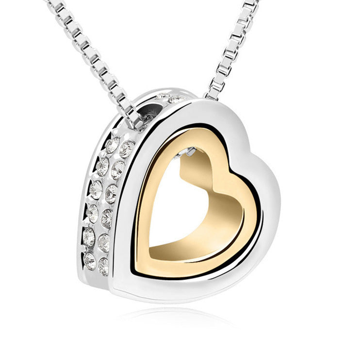 Radiant 18K Rose Gold Plated Austria Crystal Heart Pendant Necklace