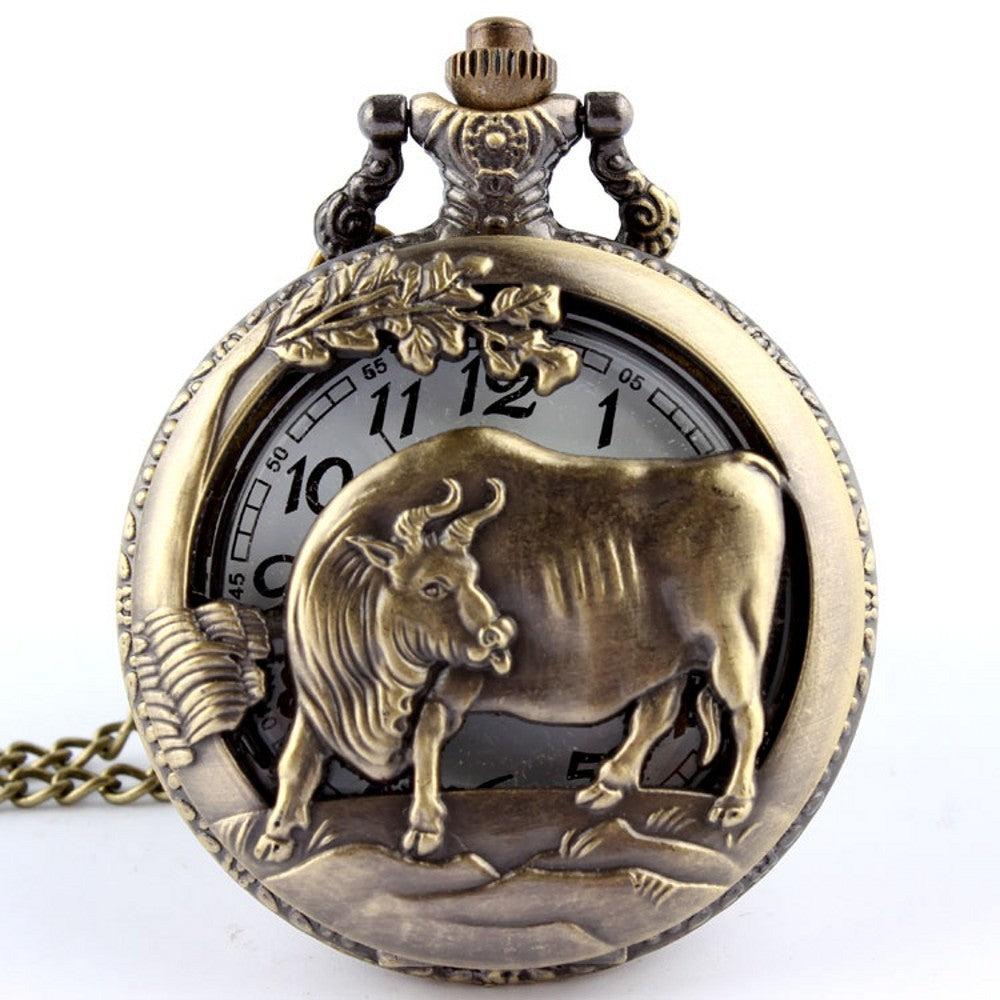 Vintage animal chain pocket watch