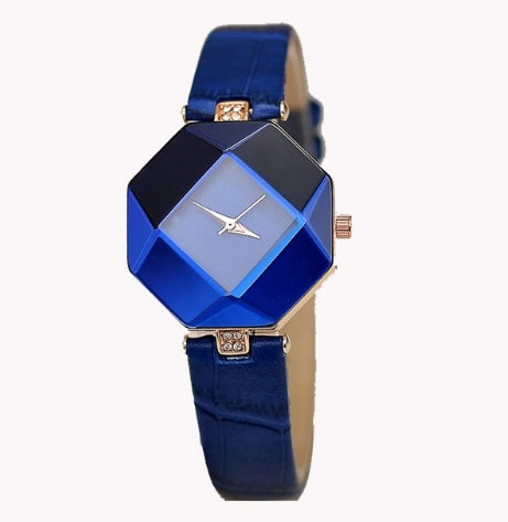 Diamond Shape Cut Dial Plate Fashion Watch