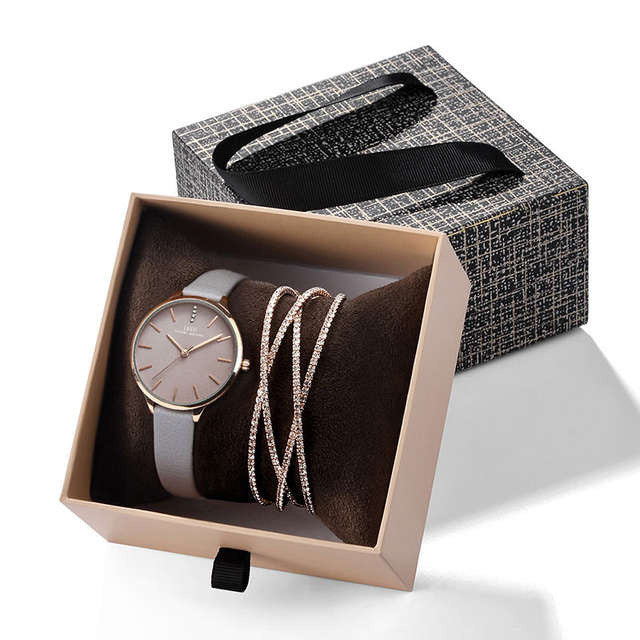 Fashion women's watch exquisite drawer box crystal bracelet watch set