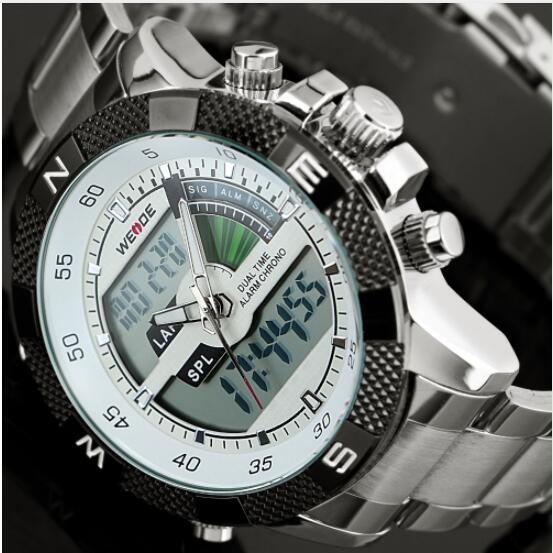 Top Luxury Brand WEIDE Men Fashion Sports Watches Men's Quartz LED Clock Man Army Military Wrist Watch Relogio Masculino