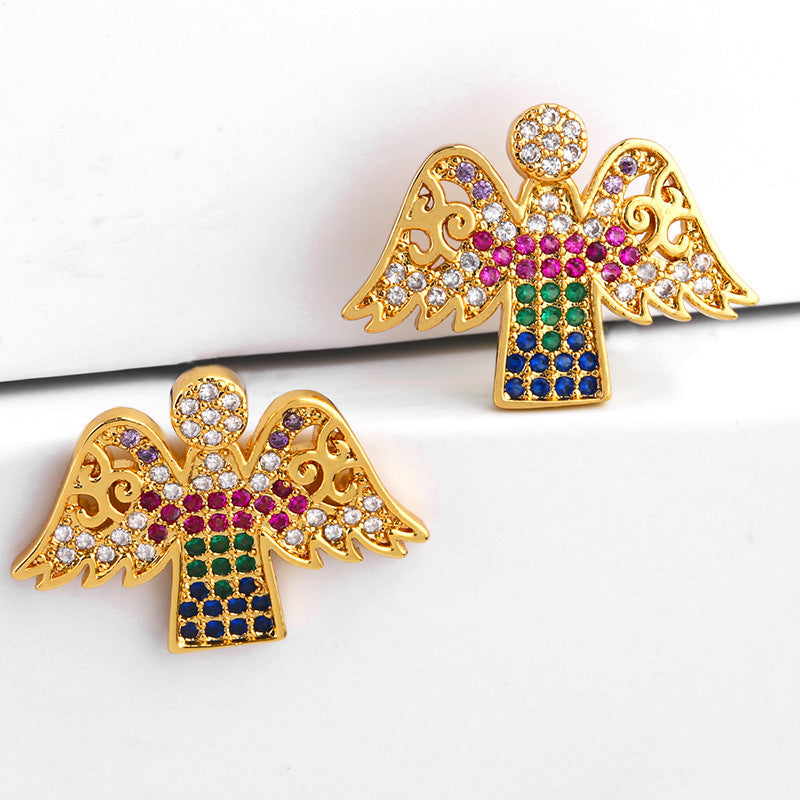 Popular All-match Fashion Trendy Women's Diamond Earrings Gold-plated Copper Letter Earrings