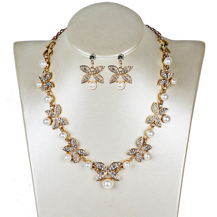 Elegant Pearl Butterfly Bridal Jewelry Set