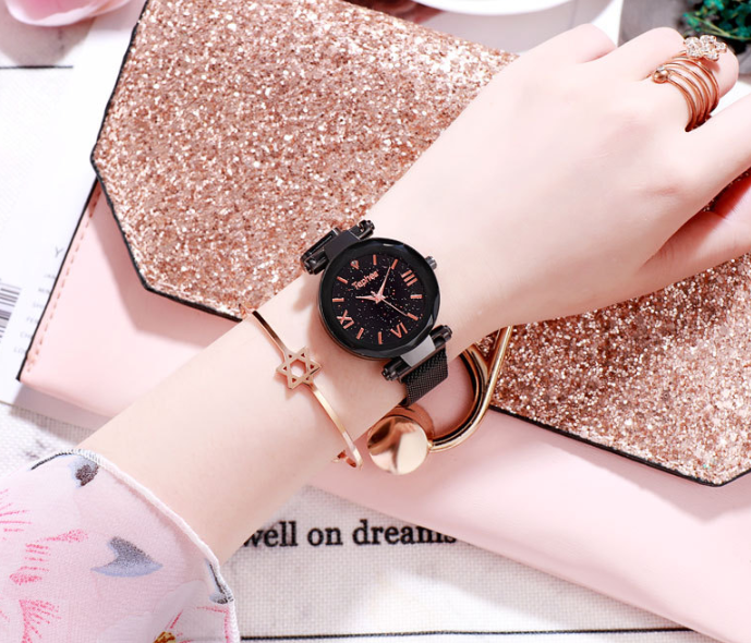 Star lazy magnet buckle quartz watch