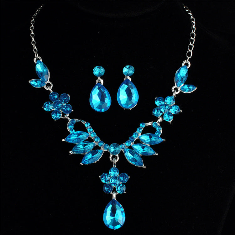 Radiant Simulated Diamond Bridal Jewelry Set