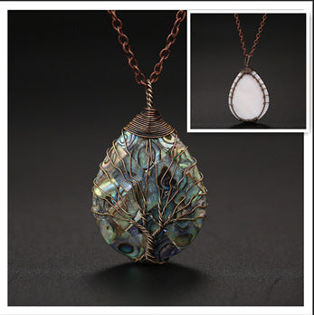 Natural color shellfish abalone shell winding necklace