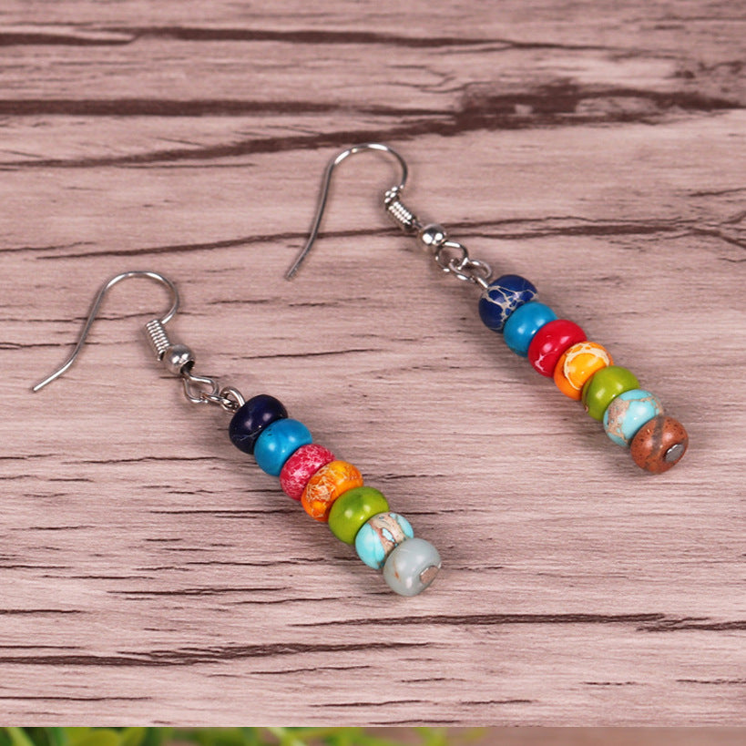 Women's Abacus Beads Natural Stone Earrings