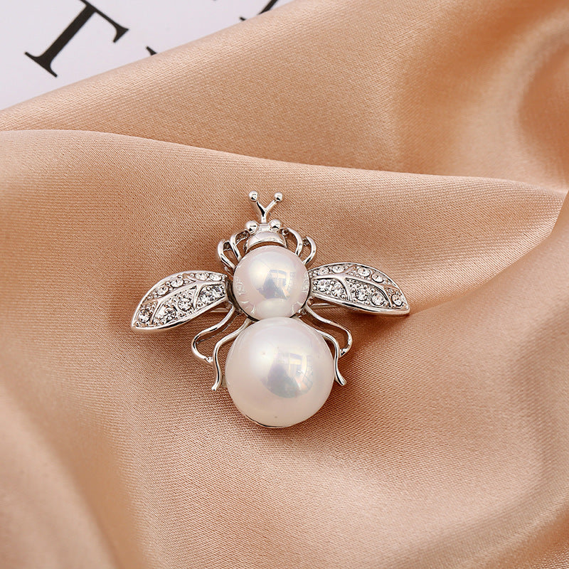 Cartoon Cute Bee Zircon Diamond Pearl Brooch