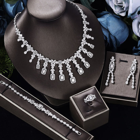 Sparkling Zircon Four-Piece Jewelry Set