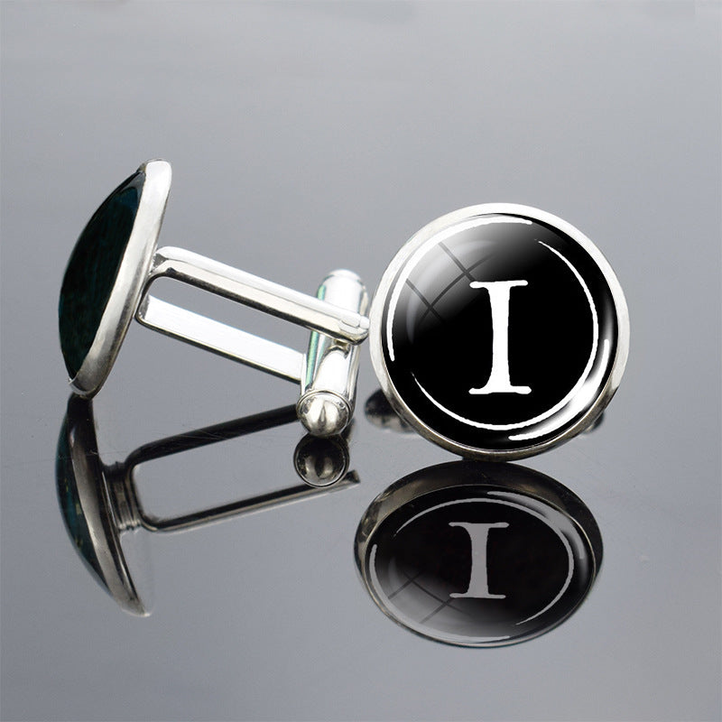 Twenty-six English alphabet cufflinks metal