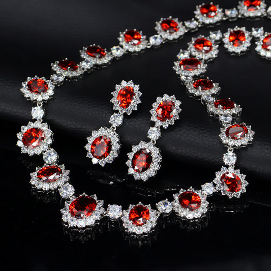 Dazzling Blue and Clear Cubic Zirconia Jewelry Set