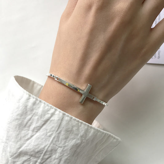 S925 Sterling Silver Cross Bracelet