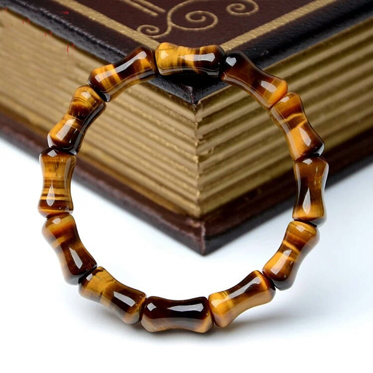 Natural Tiger Eye Stone Bamboo Hand Row