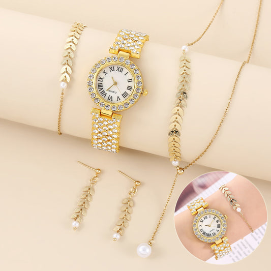 Luxurious Diamond & Rhinestone Watch Set for Women