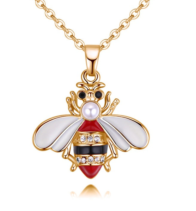 Cute Drop Oil Studded Bee Pendant