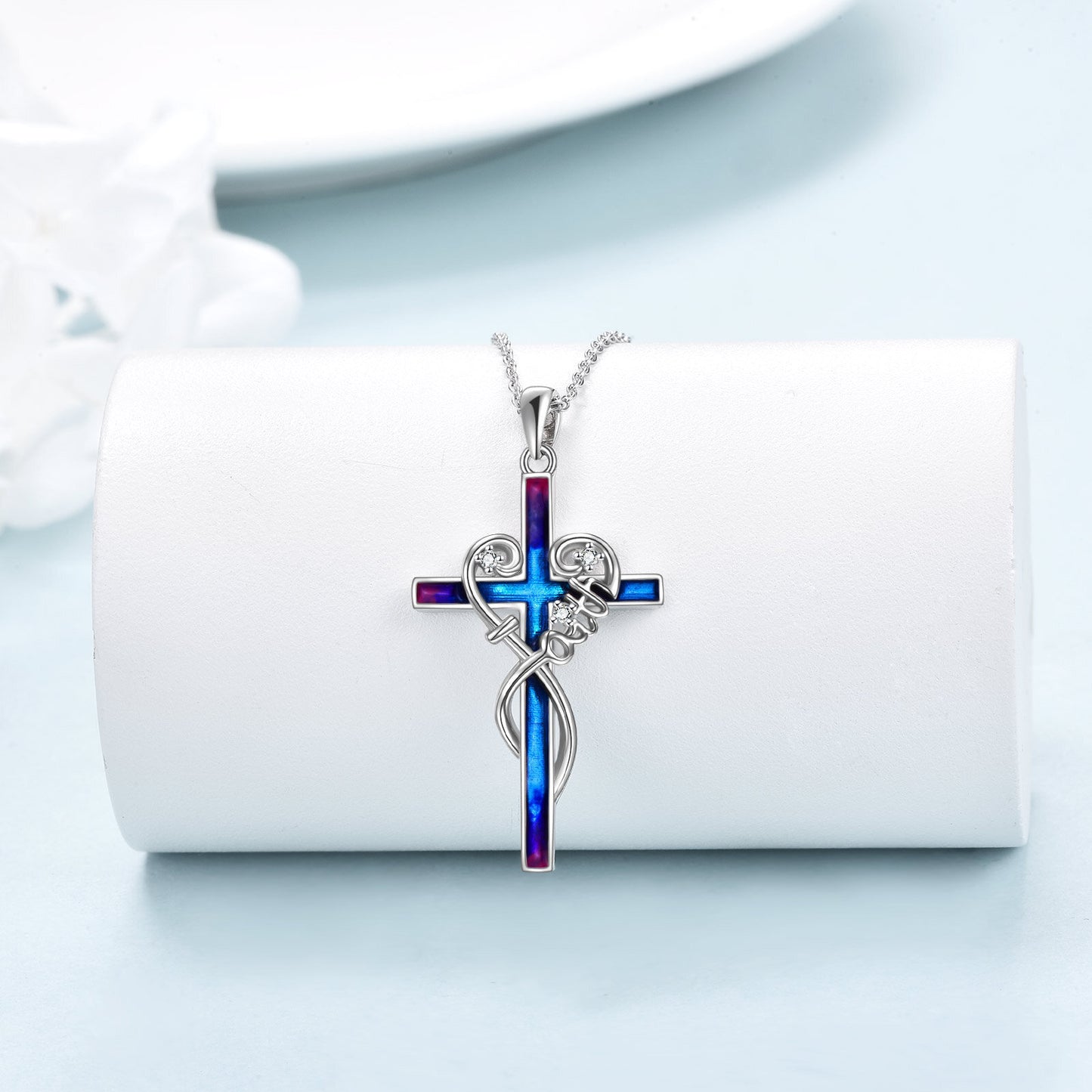 Sterling Silver Women Religious Cross Pendant Necklace Jewelry