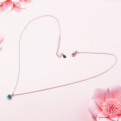 Blue Five-pointed Star Ear Buckle Clavicle Chain