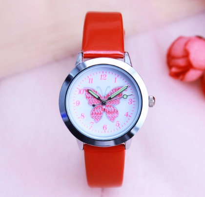 Children's Watches Kids Quartz Watch Student Girls Quartz-watch Cute Colorful Butterfly Dial Waterproof Watch