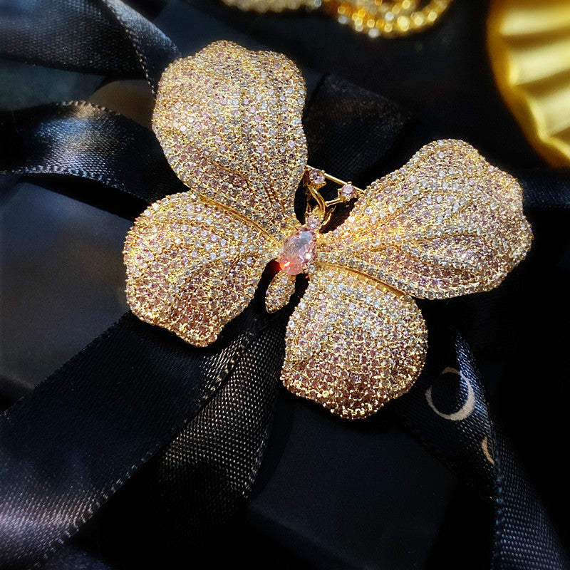 Butterfly Brooch Full Of Diamond Zircons