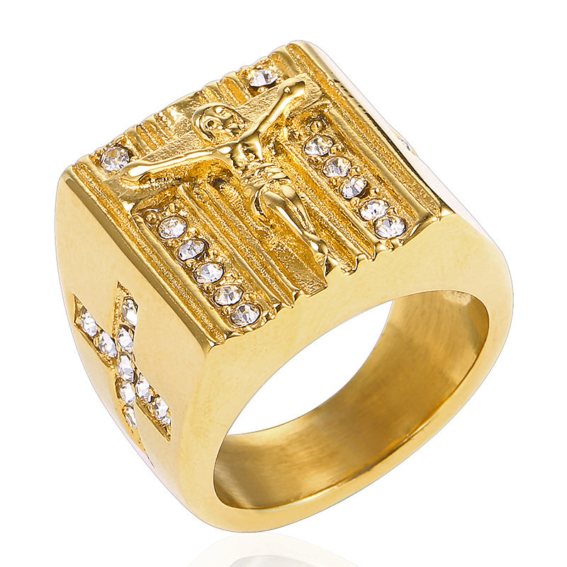 European And American Retro Religious Jesus Cross Ring