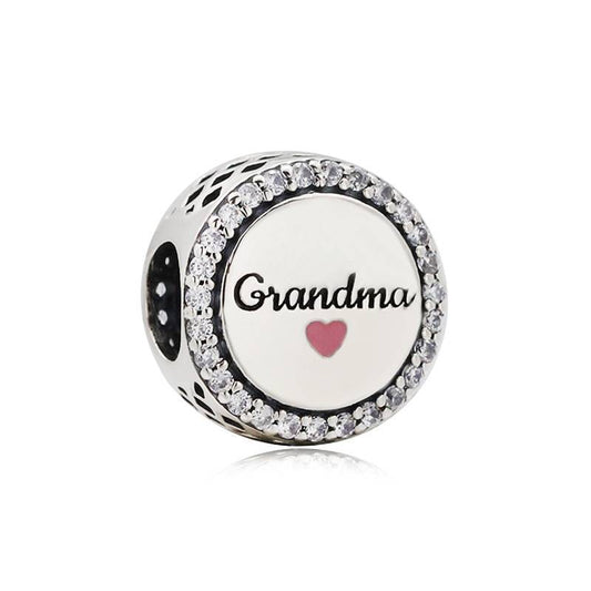Grandma Family Tree Pink Love DIY Silver Charm